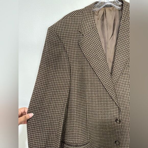 Ermenegildo Zegna Brown houndstooth Preppy Wool Cashmere Sportcoat Blazer Sz 52 - Picture 9 of 9